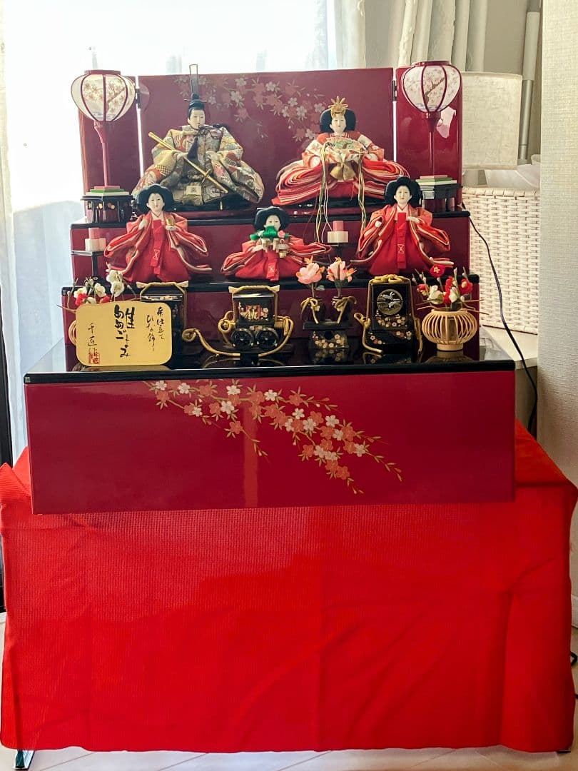 最終大幅値下げ！おひな様　収納 三段 五人飾り　中古　送料負担します！