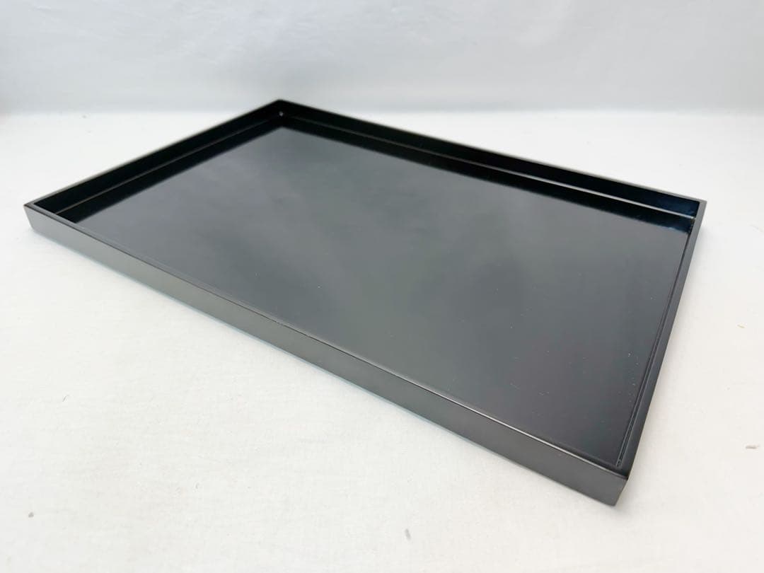 懐石道具 輪島塗 木製黒真塗 脇引き盆二枚セット おしゃれ 箱無