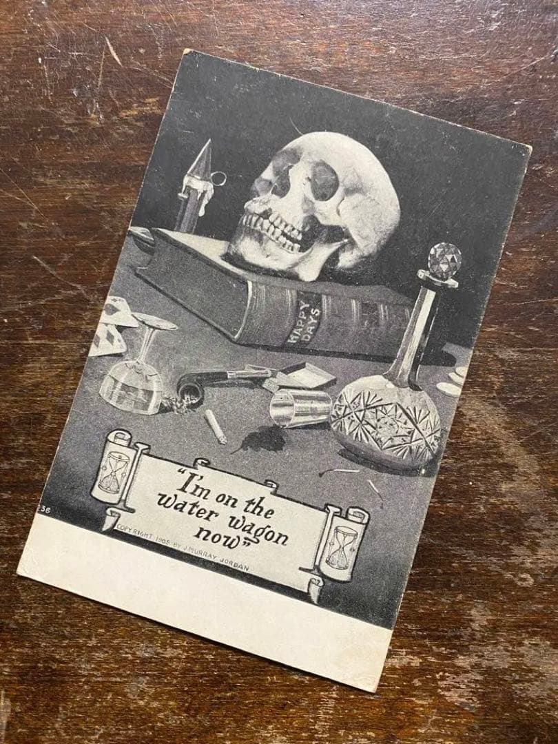 1905s'ビンテージポストカードアンティーク骸骨と薬瓶のポストカード