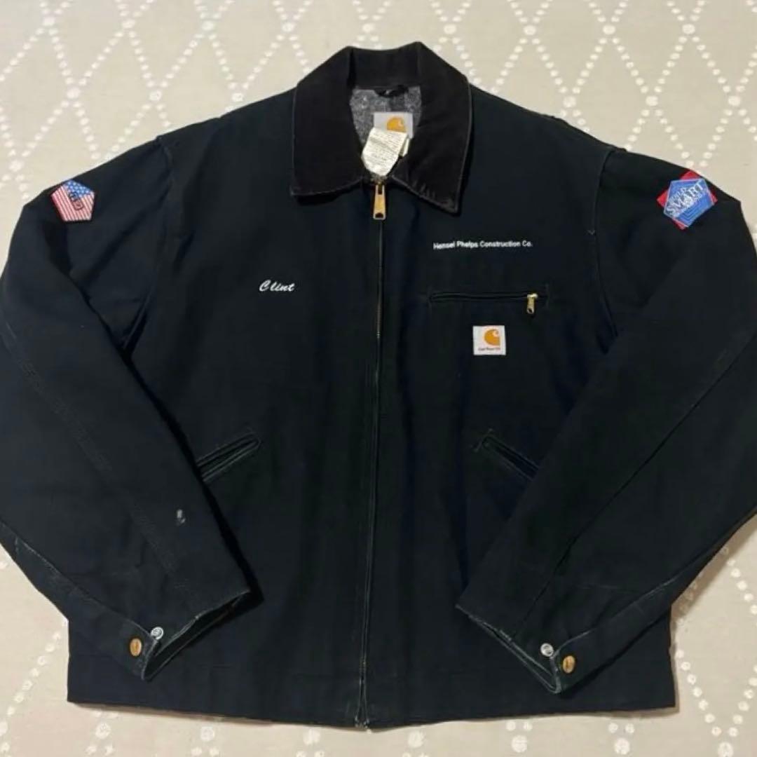 【レア】 Carhartt デトロイトジャケット 刺繍 ブラック 42 J01