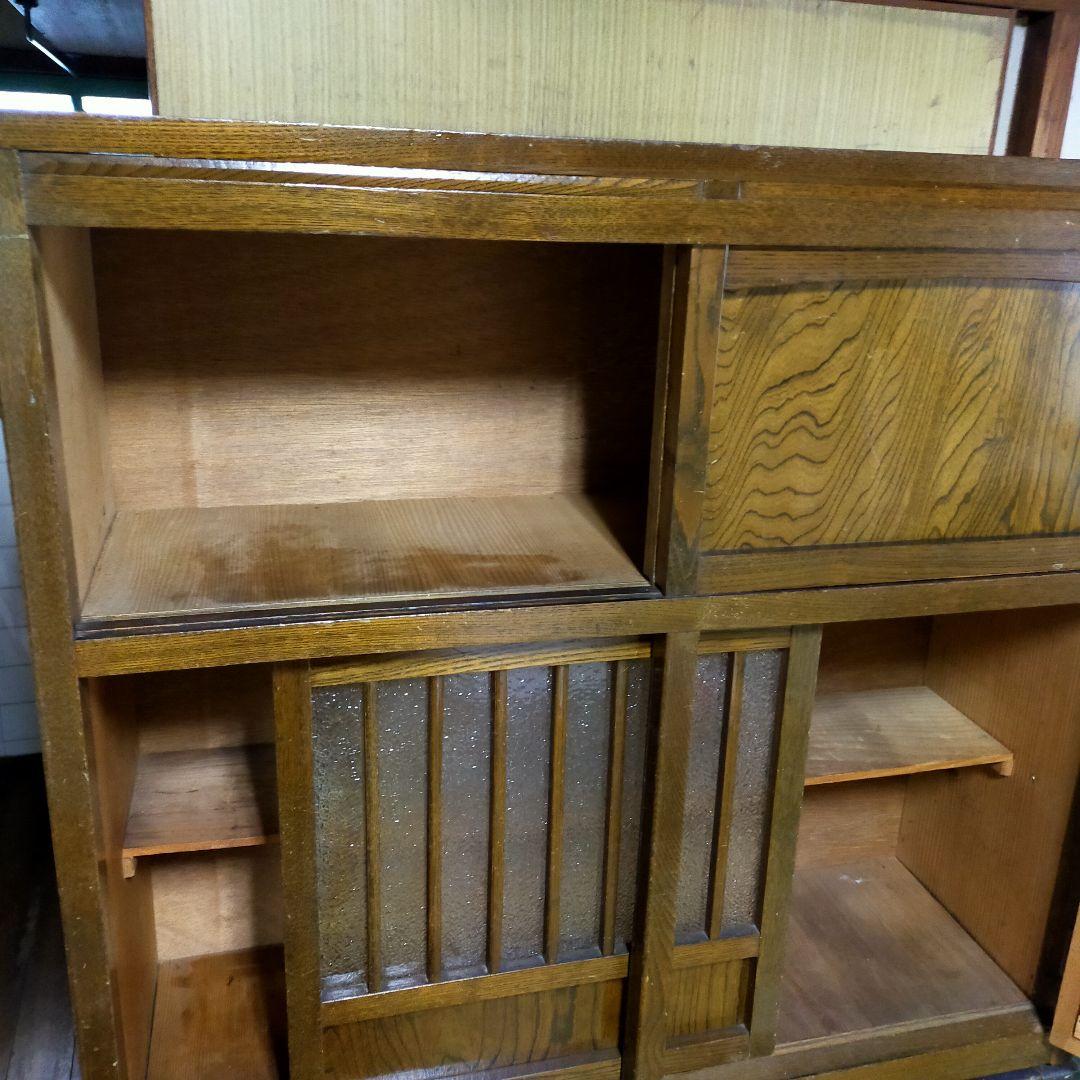 水屋箪笥上部　木製収納家具　アンティーク　引き戸