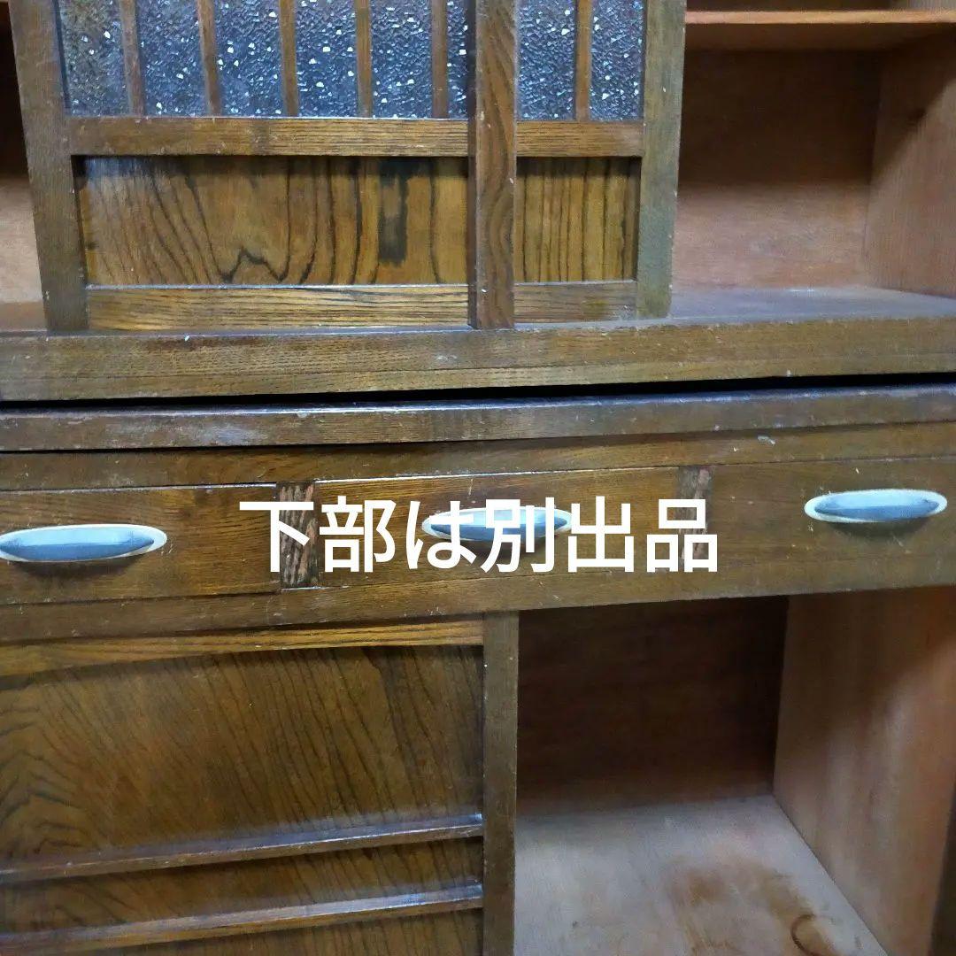 水屋箪笥上部　木製収納家具　アンティーク　引き戸