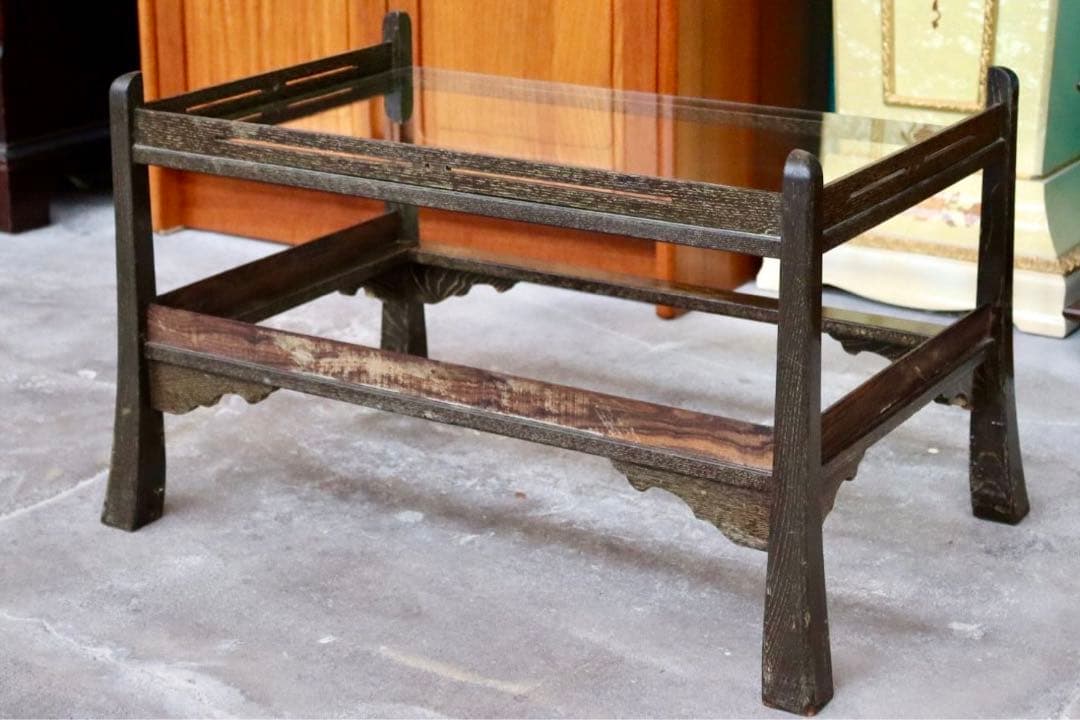 GMGS120○昭和レトロ ガラステーブル アンティーク ヴィンテージ 応接机