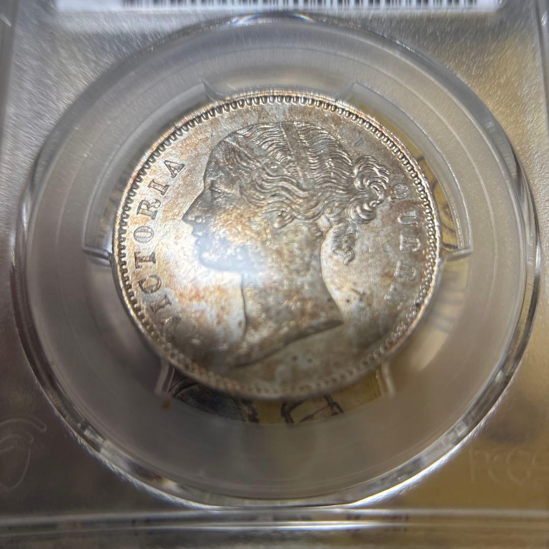 1840 ヴィクトリア　インドルピー銀貨　PCGS MS62