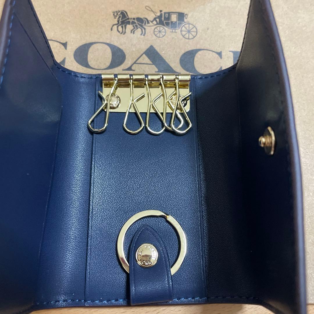 新品未使用　coachキーケース シグネチャー デニムネイビー⭐︎レアカラー⭐︎