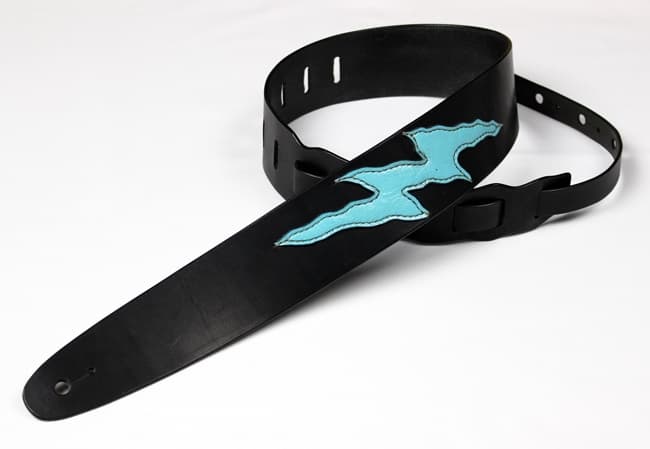 ヌメ革製　　ハンドメイド　　ギター・ベース用ストラップ　　イナズマ　　蓄光