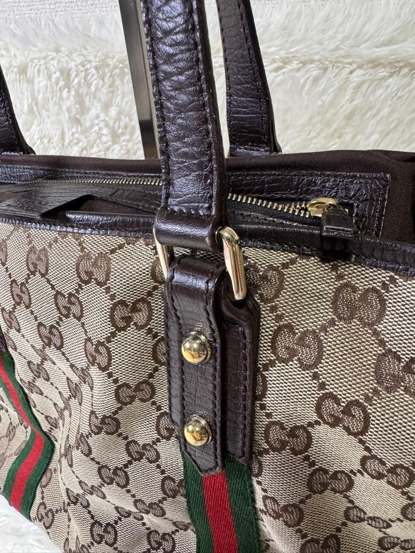 れ*な様 ✨美品✨グッチハンドバッグ GG柄シェリーライン　肩掛けベージュ系A4