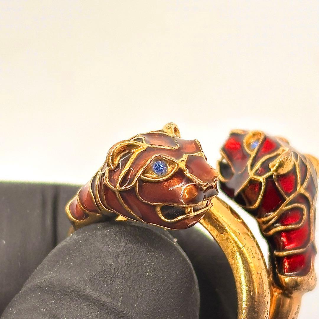 あ*さ様 渋谷龍太着用✨ 14号 GUCCI　ダブルタイガーヘッド リング　ブル