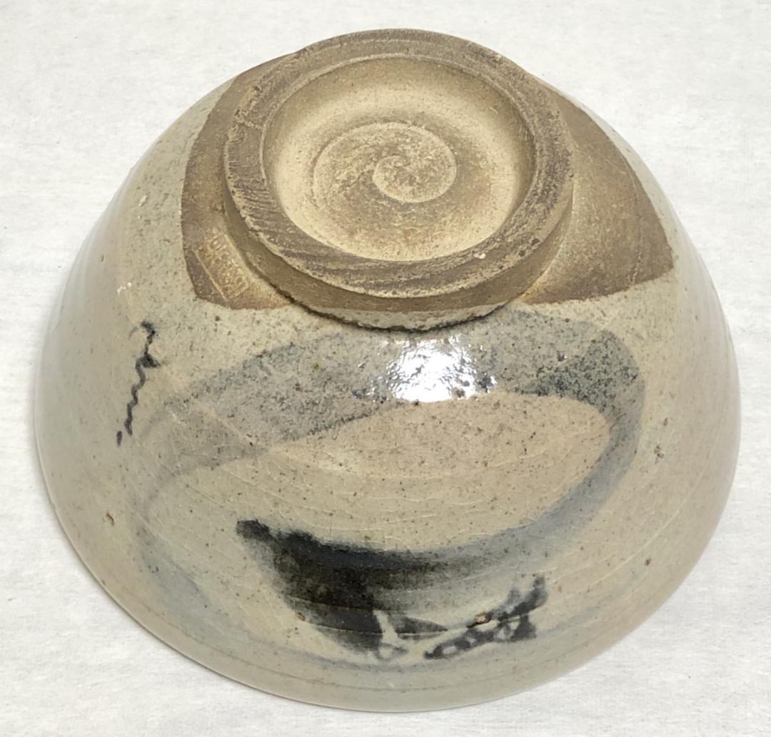 古染三味茶碗 野坂 箱付 茶道具 ウブ品 日本古玩 伝世品焼物 WWTT012