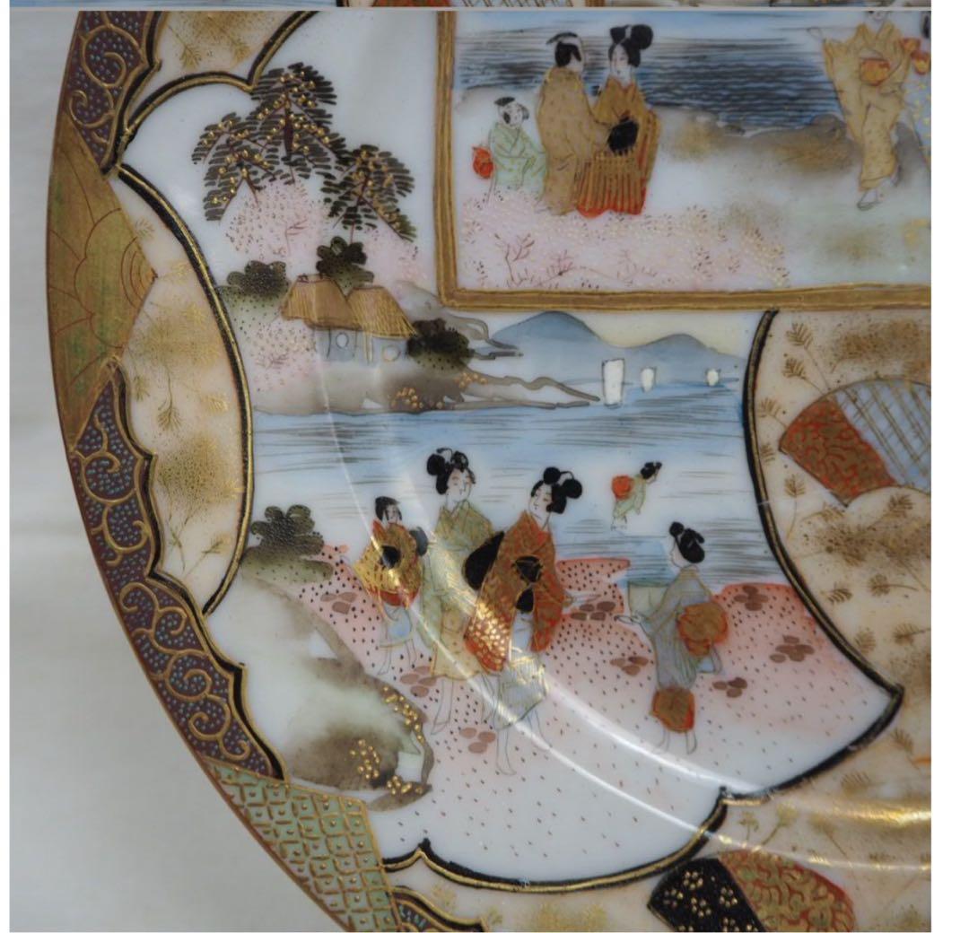 送料無料　明治時代　加賀国奥？製　九谷焼細密絵皿　径18ｃｍ