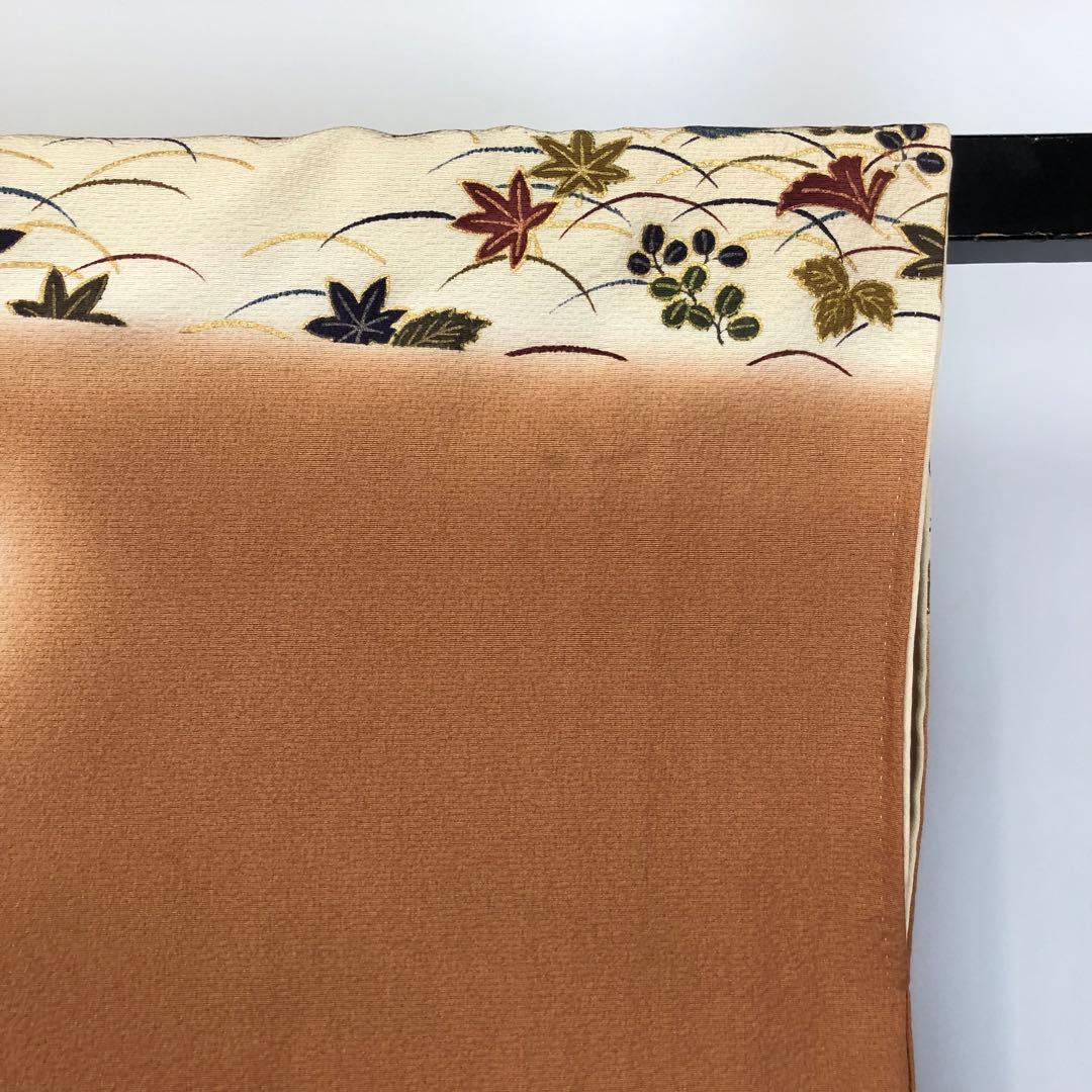 付下げ 花井幸子 霞に花模様 紅葉 縮緬 KK-2373