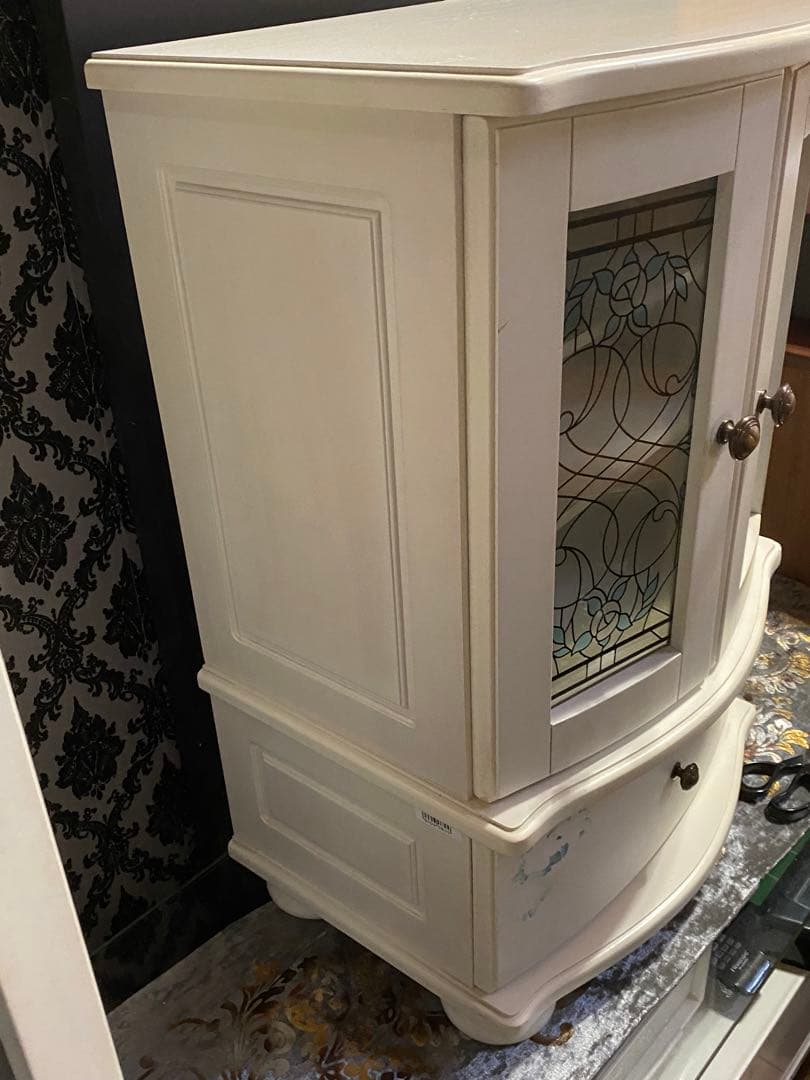 希少 ステンドガラス♦️ロココ♦️アンティーク キャビネット♦️2個セット♦️送料込