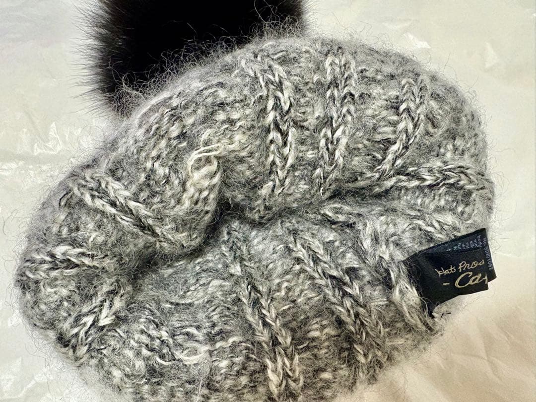❤️ 美品　CA4LA カシラ　ケーブル編み ビーニー ポンポン　モヘヤ＆シルク混