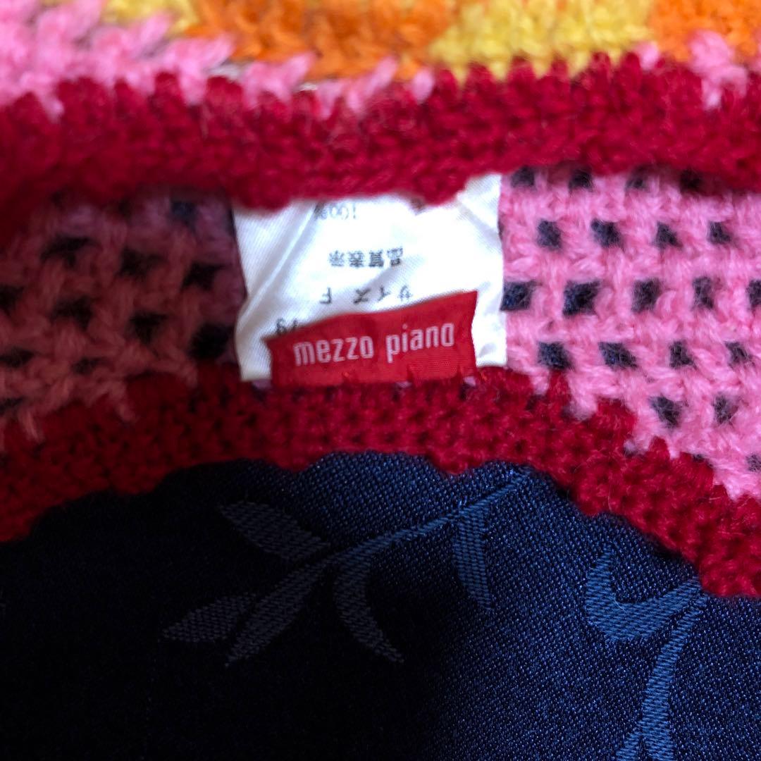 カラフル編み物スカートと帽子セット（ペチコート付）