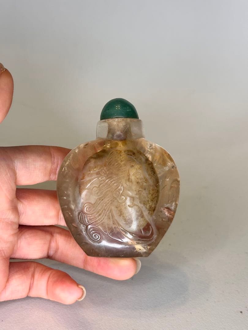 清末時代　天然水晶　鼻煙壺　中国古美術　時代物