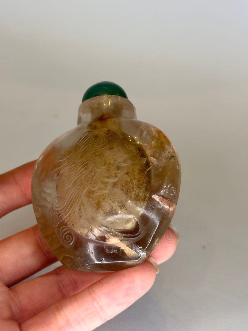 清末時代　天然水晶　鼻煙壺　中国古美術　時代物