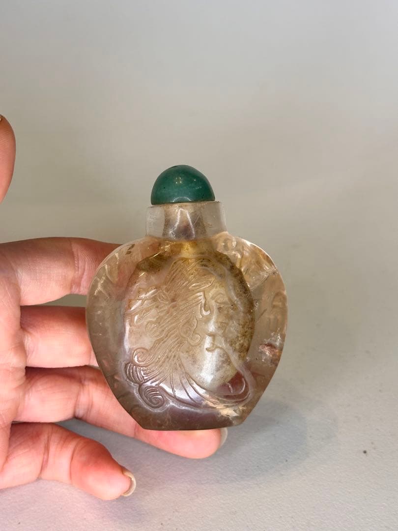 清末時代　天然水晶　鼻煙壺　中国古美術　時代物