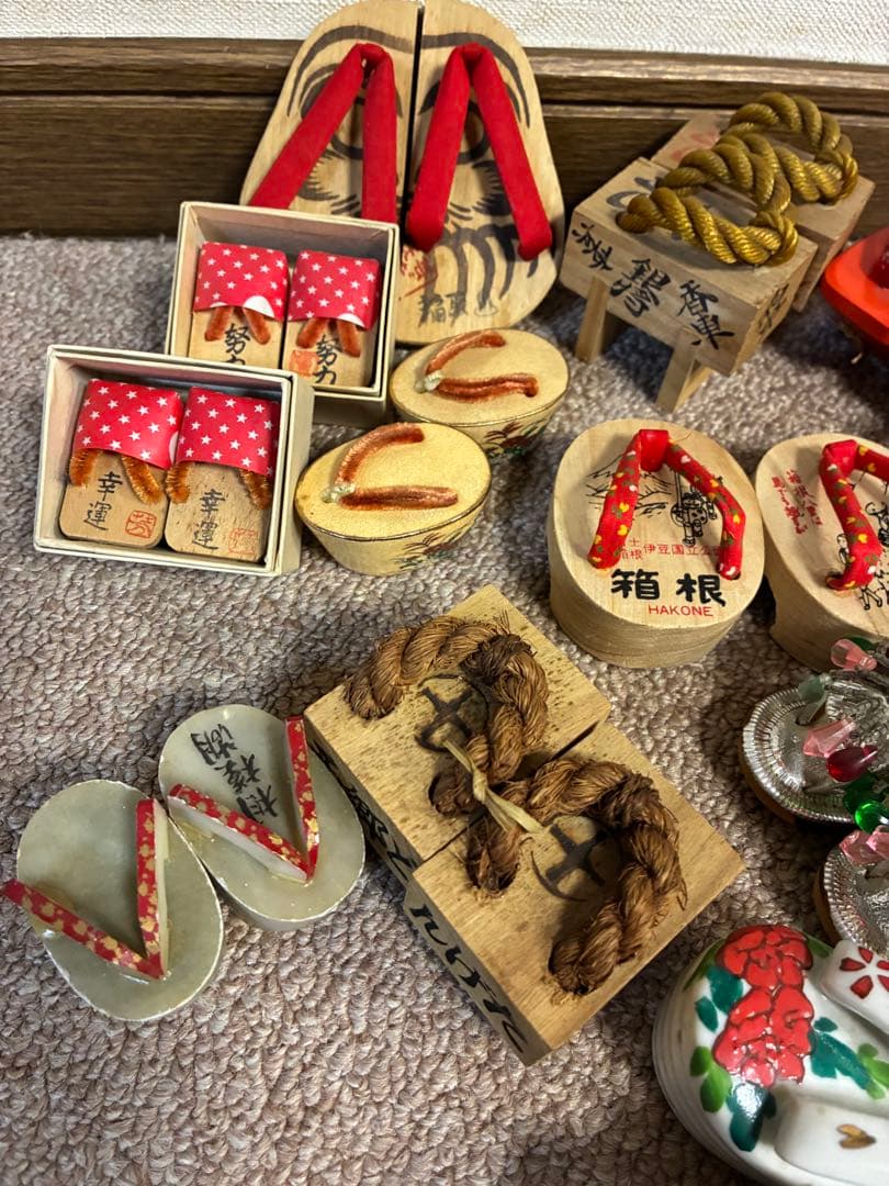 昭和　玩具　下駄　ミニチュア　木工　有田焼