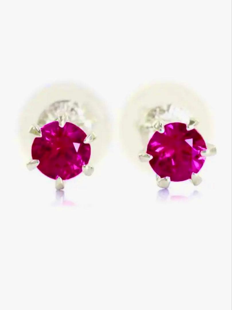 明日まで値下げ［極上天然ルビー］Pt900 スタッドピアス 新品0,38ct