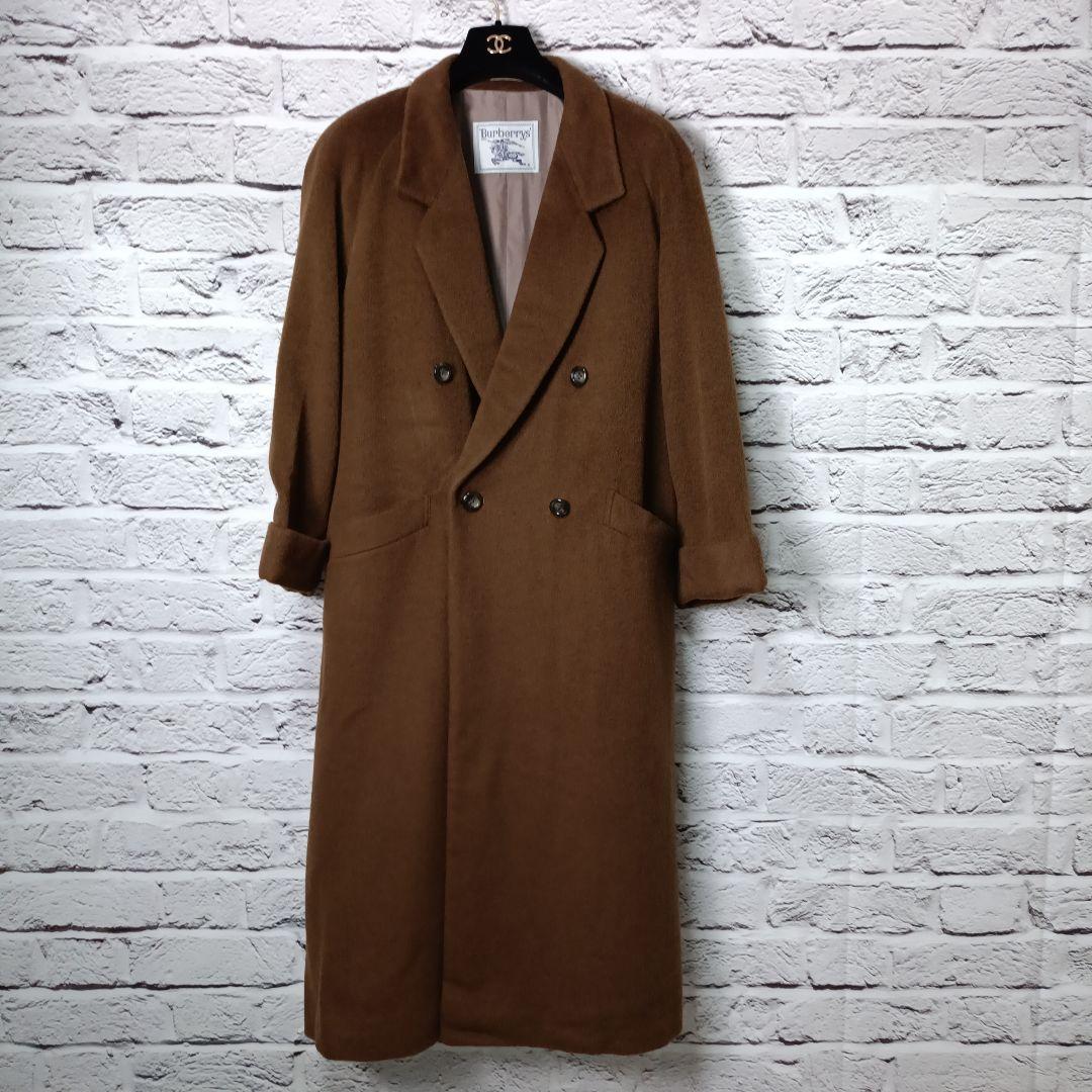 美品■Burberrys ダブル チェスターコート ブラウン カシゴラ・モヘア混