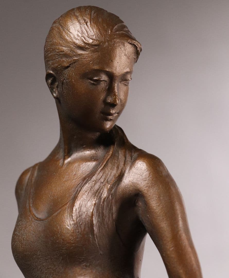 大道寺光弘「透明の時」ブロンズ像 銅像 高36㎝ 女性 洋風 置物 MA43