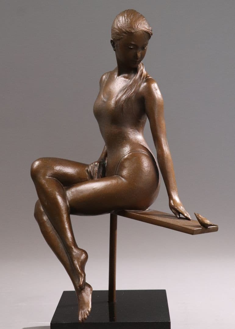 大道寺光弘「透明の時」ブロンズ像 銅像 高36㎝ 女性 洋風 置物 MA43