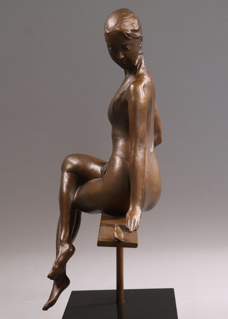 大道寺光弘「透明の時」ブロンズ像 銅像 高36㎝ 女性 洋風 置物 MA43