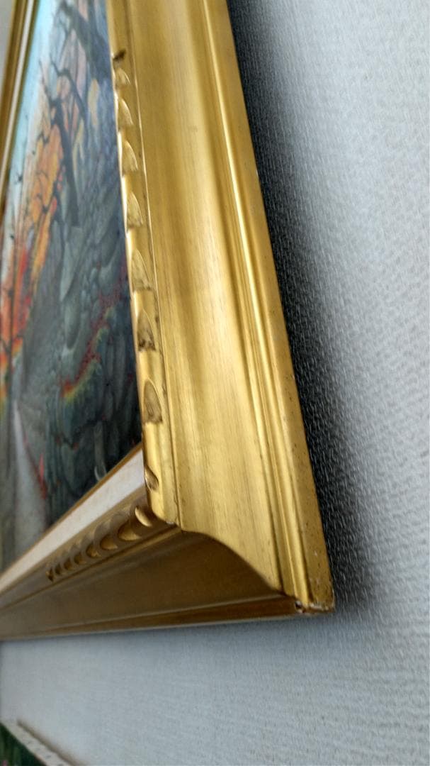 油彩 秋の京都「化野念仏寺」風景画 油絵 油彩画 絵 絵画 寺 原画 P30号