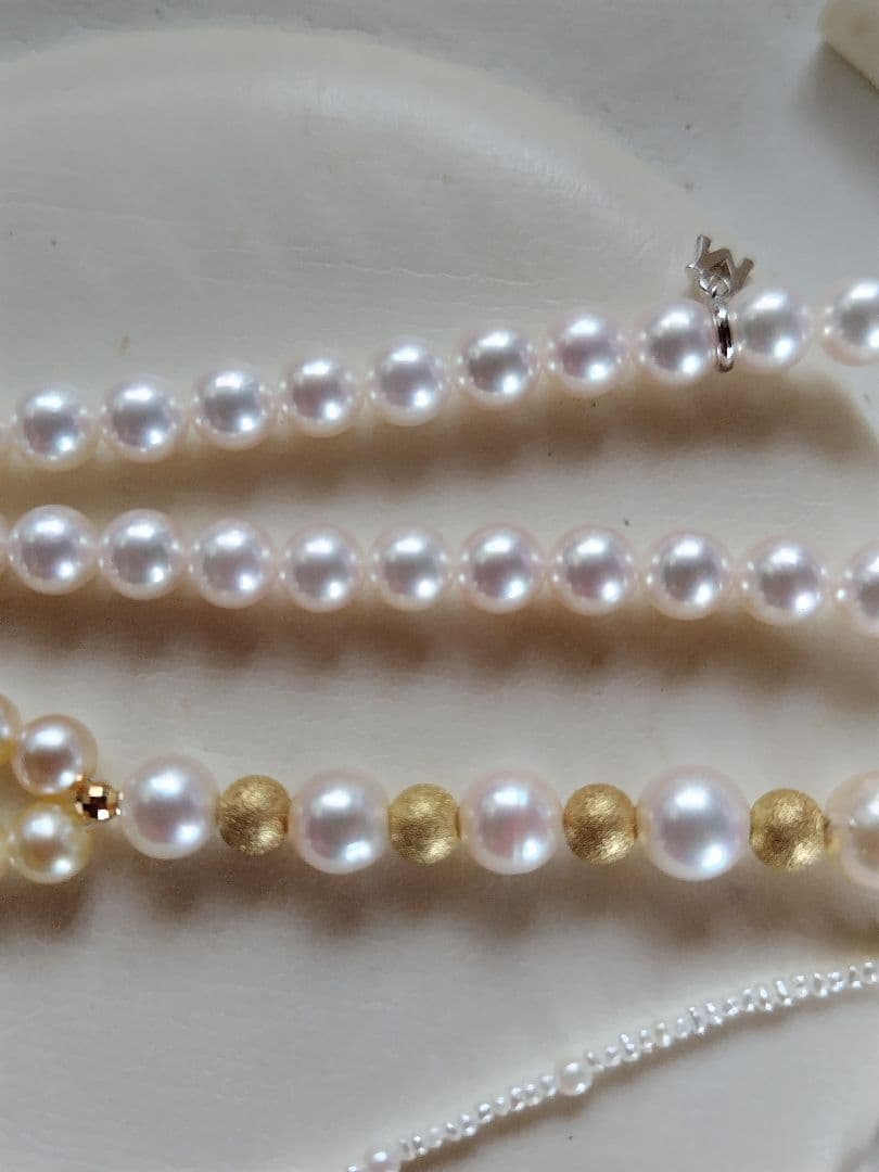 各種サイズ、アコヤ真珠と、あこや砂芥子パールの、Y字ネックレス