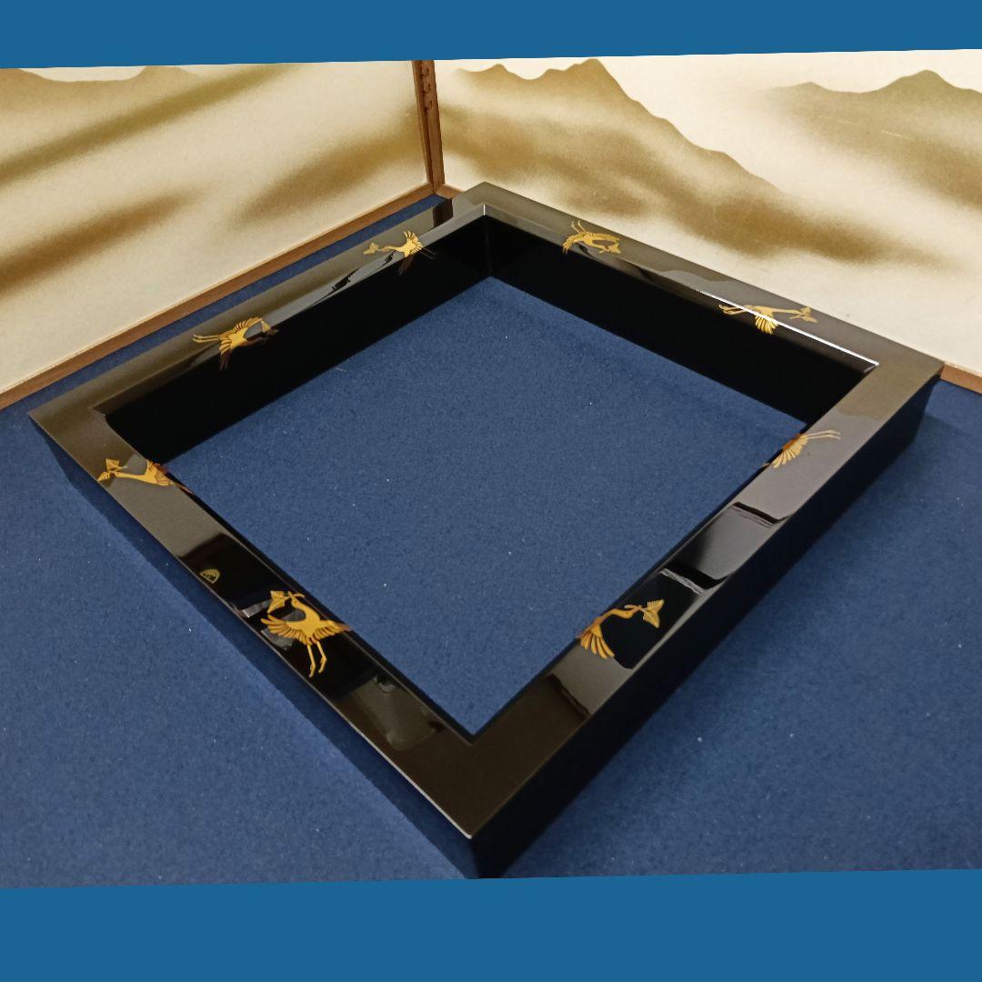 AM70 輪島塗 俊峰作 炉縁 蒔絵 鳥図 共箱 木製漆塗り 茶道具