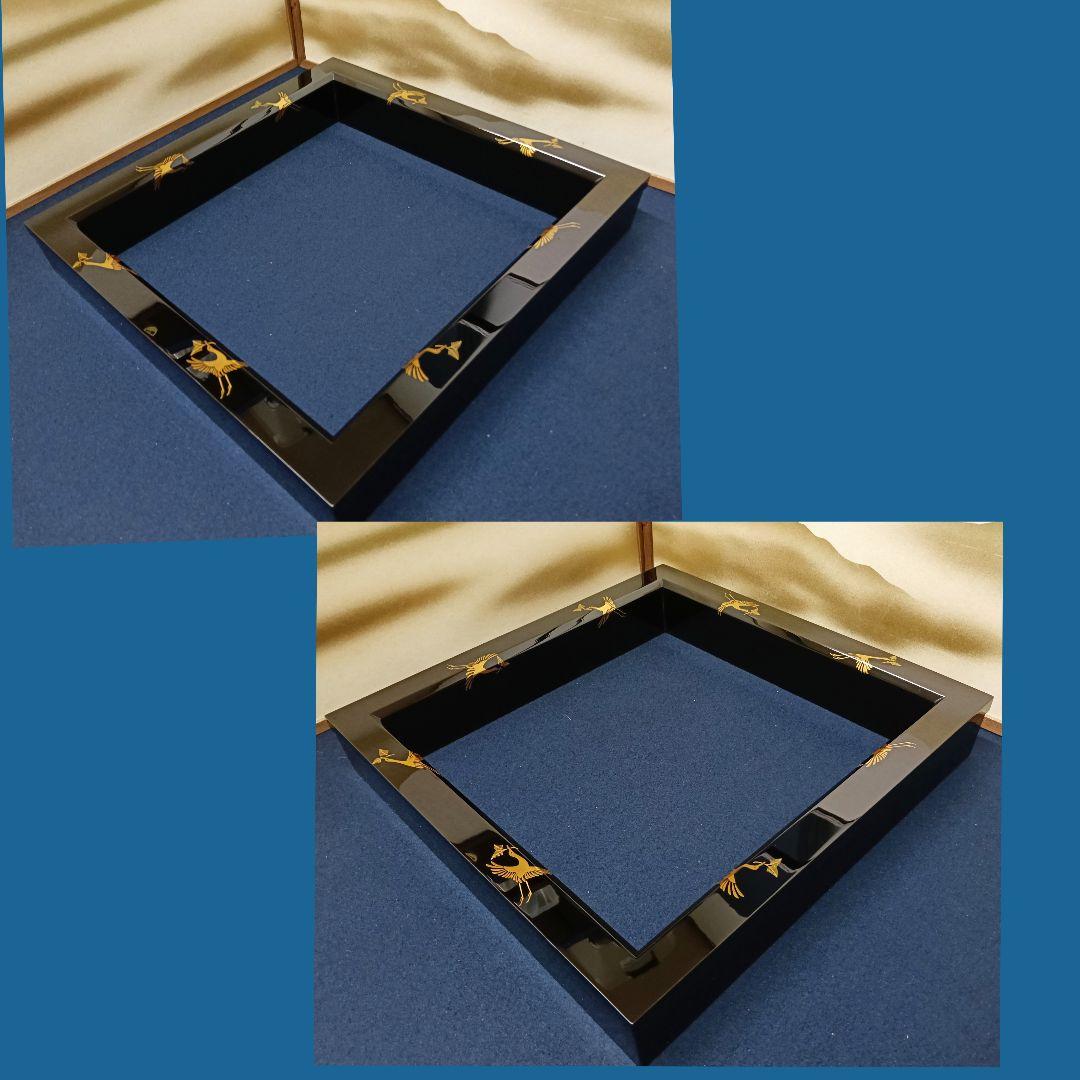 AM70 輪島塗 俊峰作 炉縁 蒔絵 鳥図 共箱 木製漆塗り 茶道具