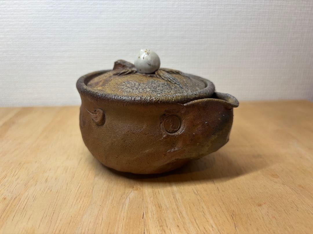 ㊴備前焼 宝瓶 登り窯 桃 白桃 モモ もも 手びねり 急須