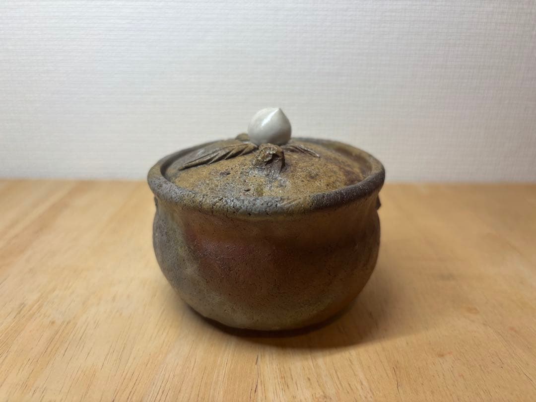 ㊴備前焼 宝瓶 登り窯 桃 白桃 モモ もも 手びねり 急須