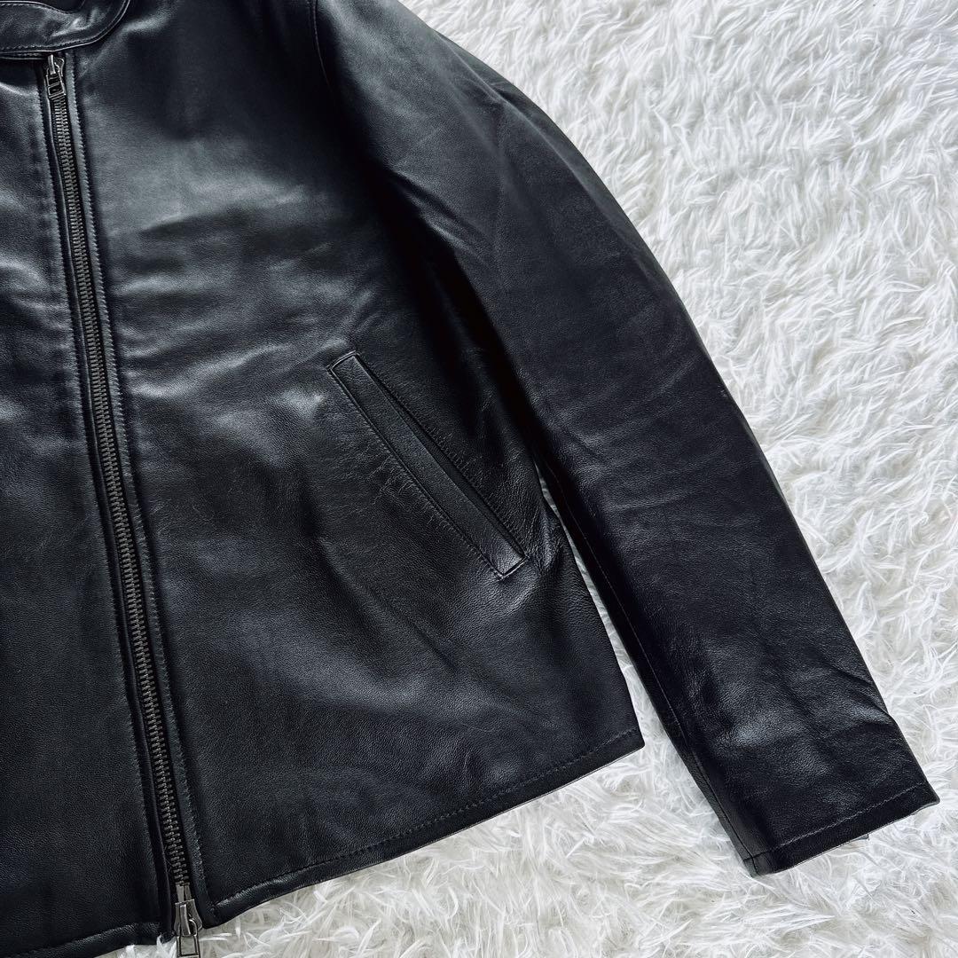 【B:MING by BEAMS】羊革 シングルライダース ブラック Lサイズ
