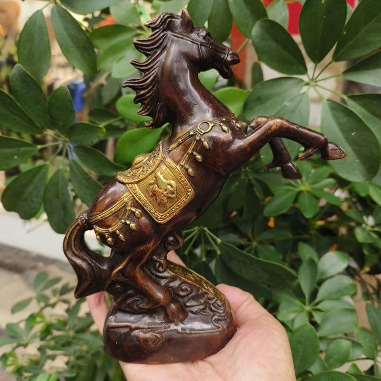 銅制 鎏金即馬発財置件 干支馬 家住宅 応接間 書斎 玄関 置物 装飾品 工芸品