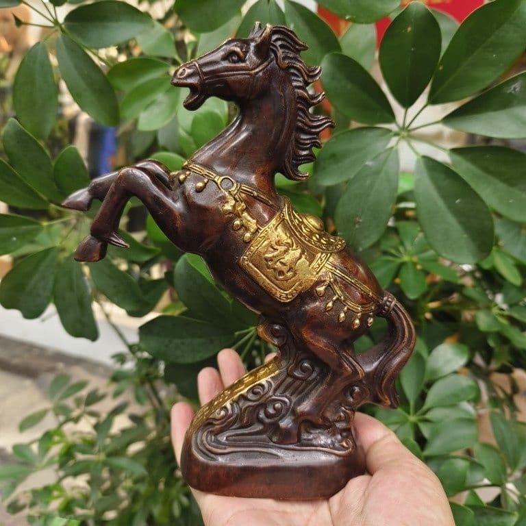 銅制 鎏金即馬発財置件 干支馬 家住宅 応接間 書斎 玄関 置物 装飾品 工芸品
