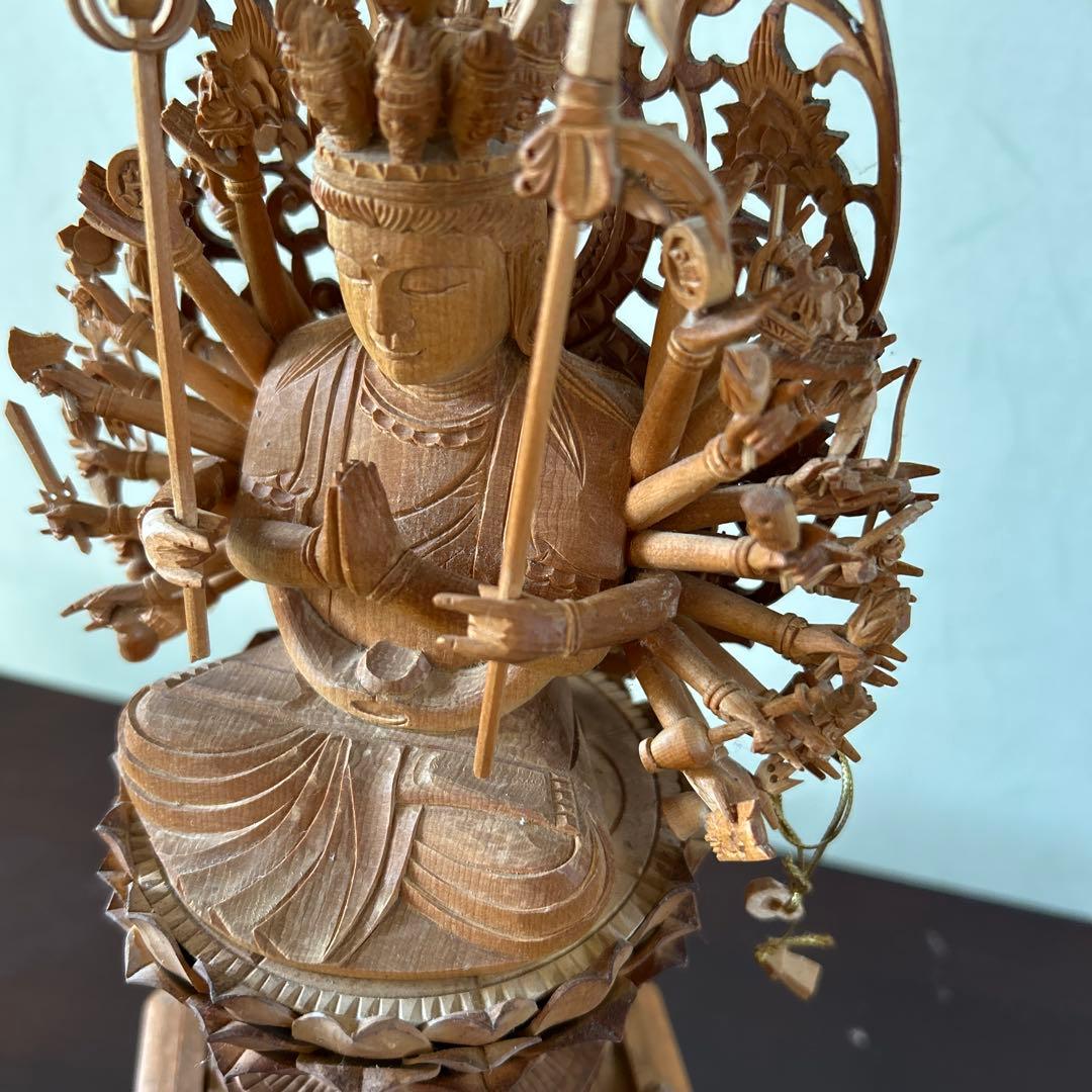 千手観音像　木彫り　仏像　骨董品
