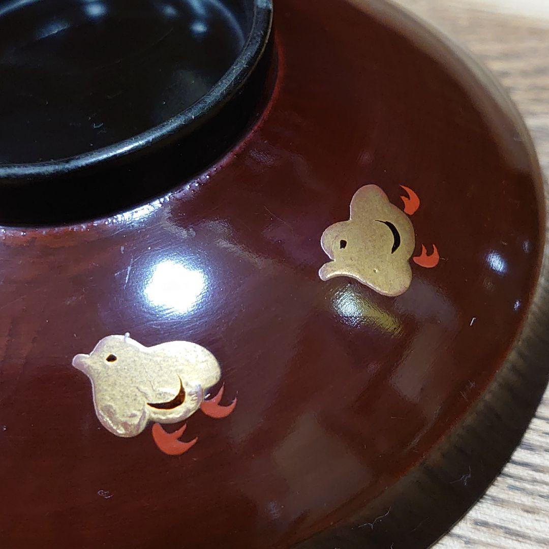 昔の吸物椀8客セット「あA14 漆器 蒔絵 千鳥 明治 大正 昭和 江戸骨董」