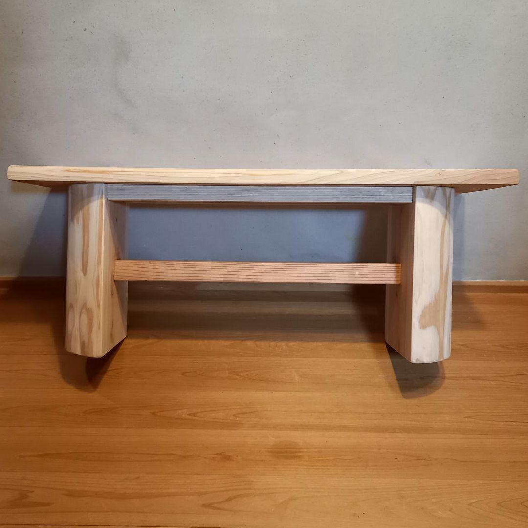 特別オーダー品　国産杉スツール、ベンチ　無垢一枚板&丸太半割りログ脚使用