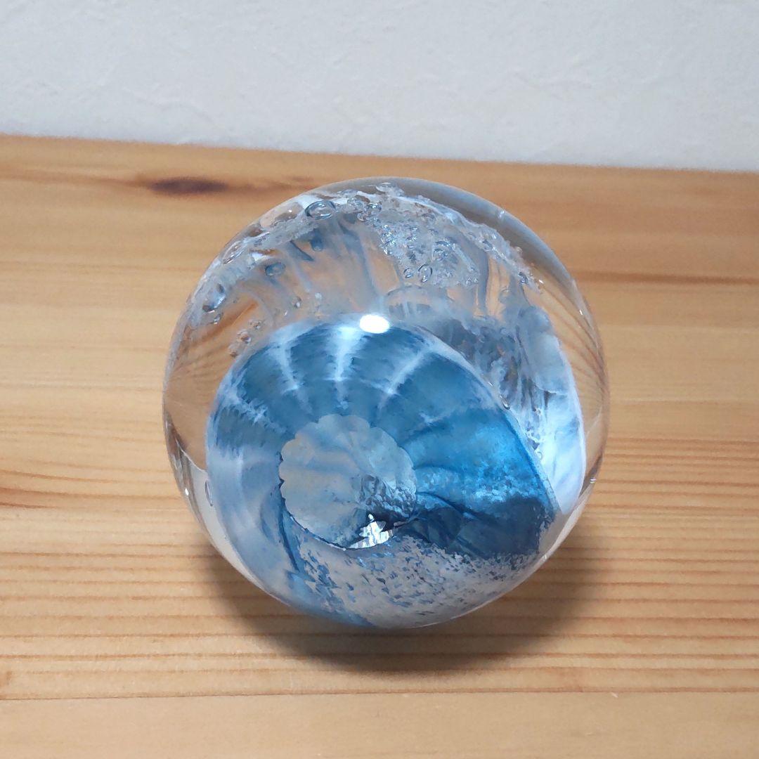 野口硝子  日本歳時記  宙吹きガラス  ペーパーウェイト  直径約7cm