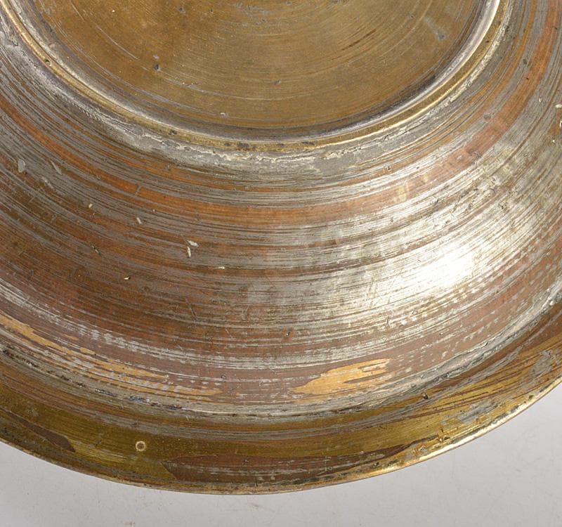 中国　チベット　古銅鍍金象嵌　饕餮文　皿　V　R5205