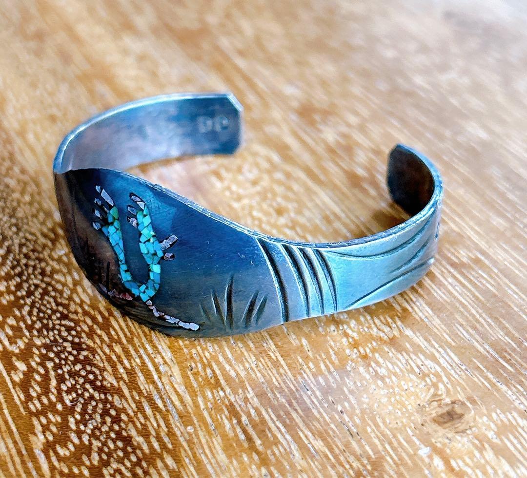 インディアンジュエリー ターコイズ シルバー バングル フリーサイズ DD