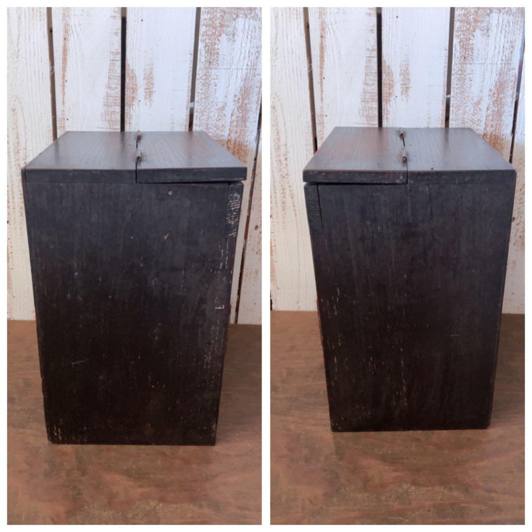 ヴィンテージ　上部も開く　つまみガラス　小引き出し　三段引き出し