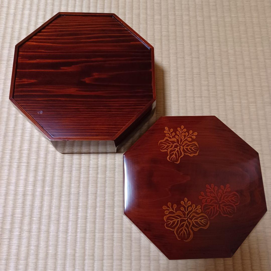 踊桐蒔絵　松溜塗　八角　食籠　平安　満樹　作　　桐箱有　表千家　茶道具　漆器　④