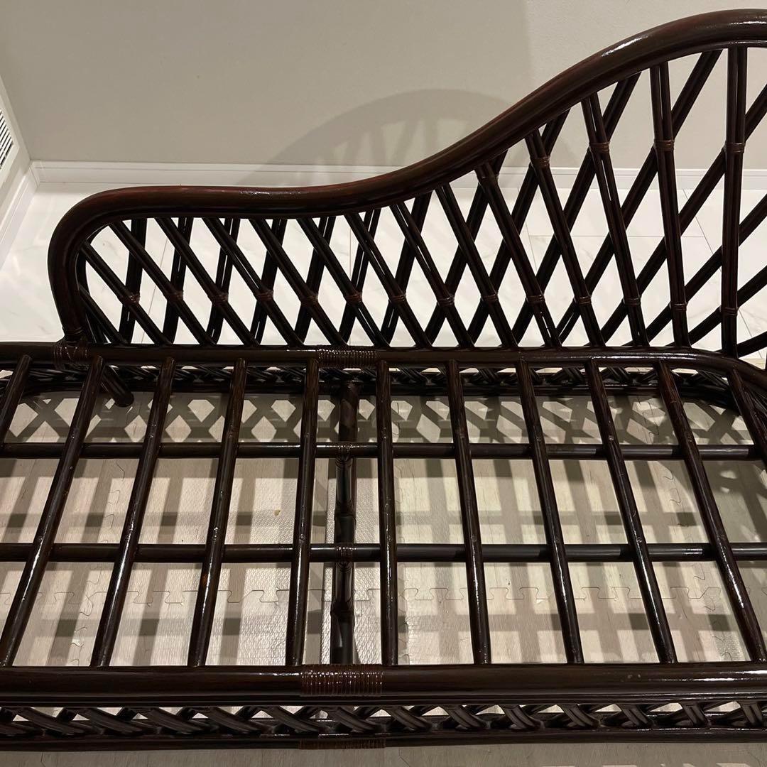 ラタン　籐　ソファーベンチ　長椅子　昭和レトロ　アンティーク