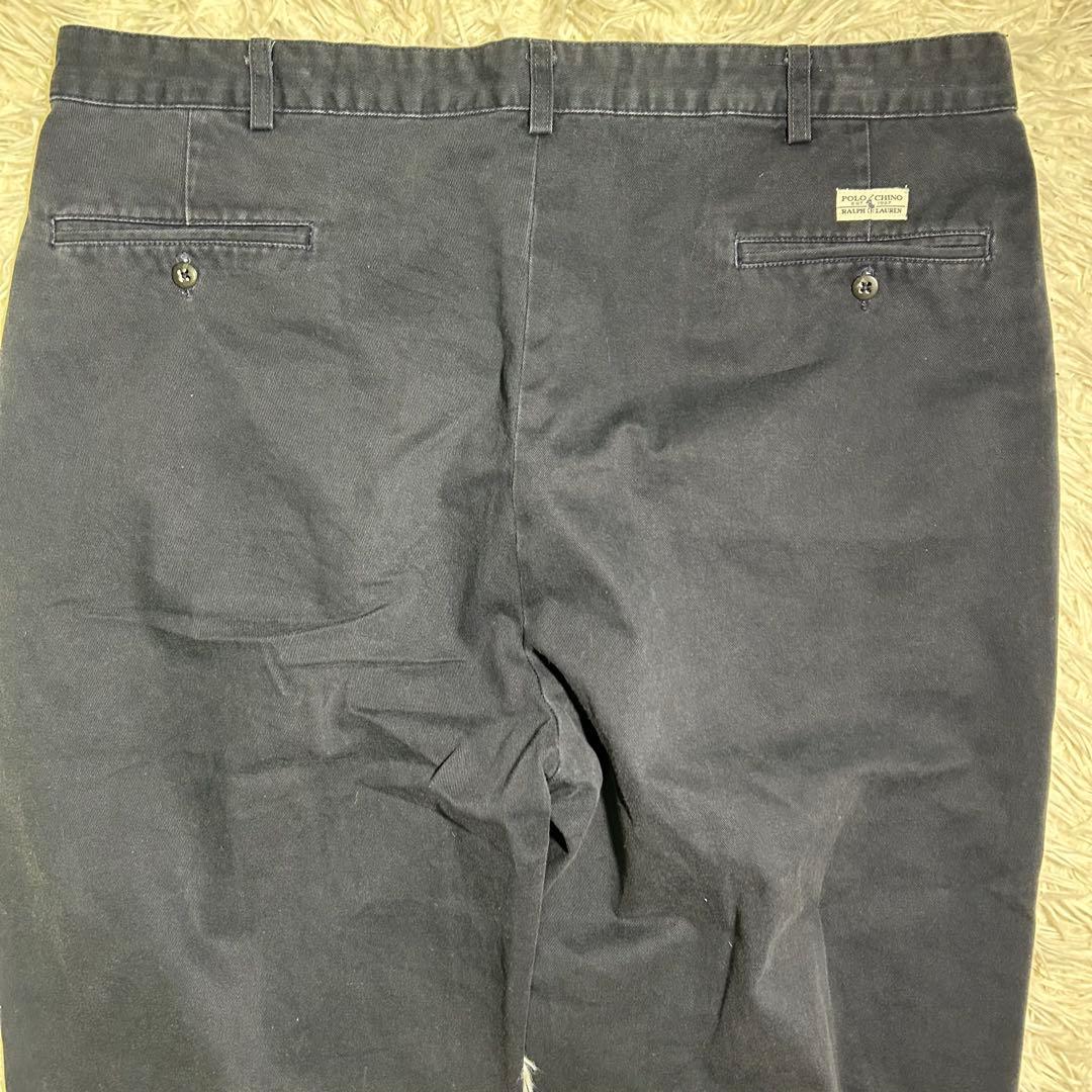 90s　ポロラルフローレン　ポロチノ　チノパン　USA製　ネイビー　W40
