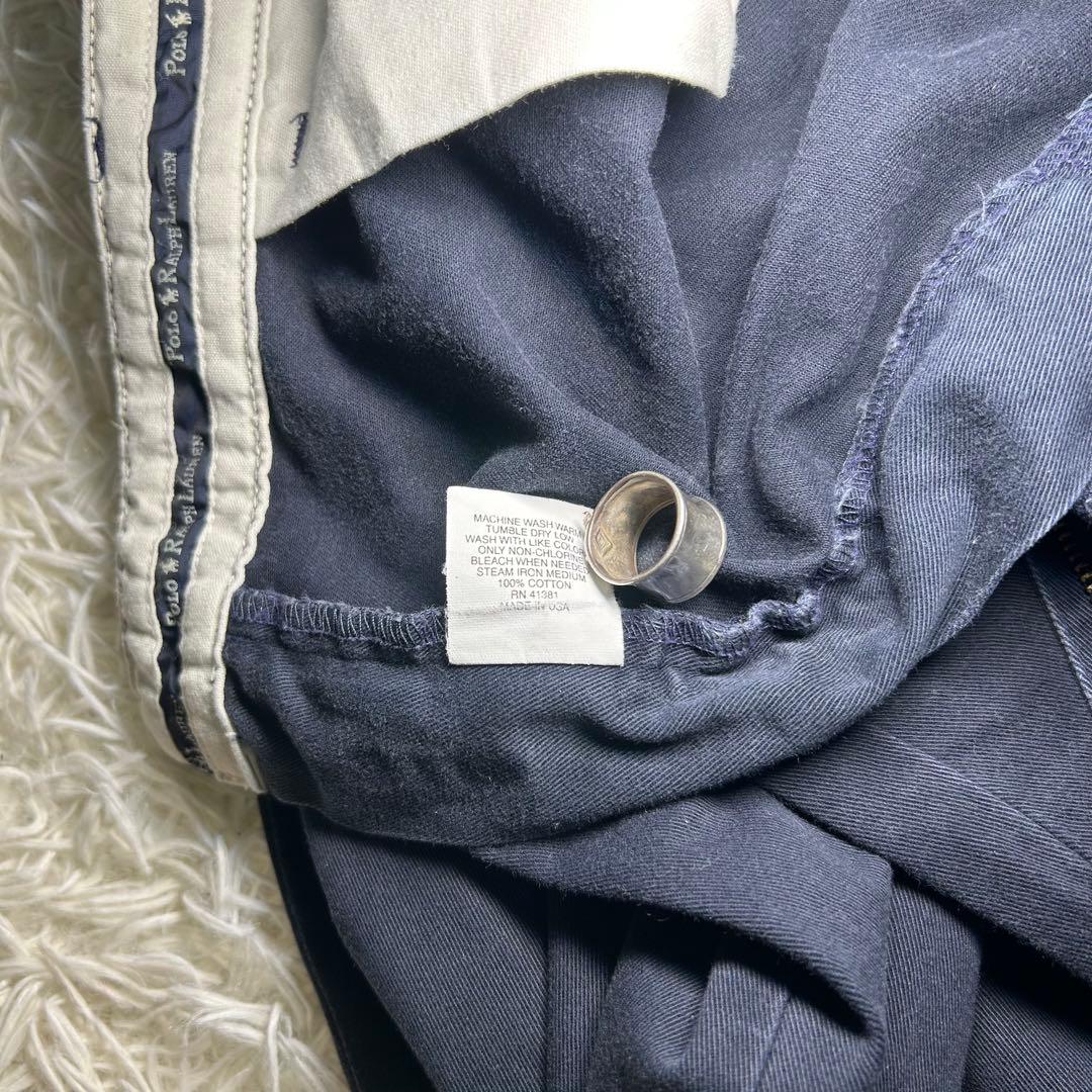 90s　ポロラルフローレン　ポロチノ　チノパン　USA製　ネイビー　W40