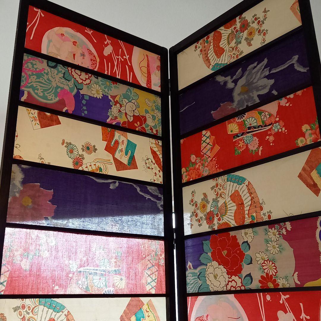 【いいね！不要】ハンドメイド　リメイク　　大正ロマン　衝立　パーティション　屏風