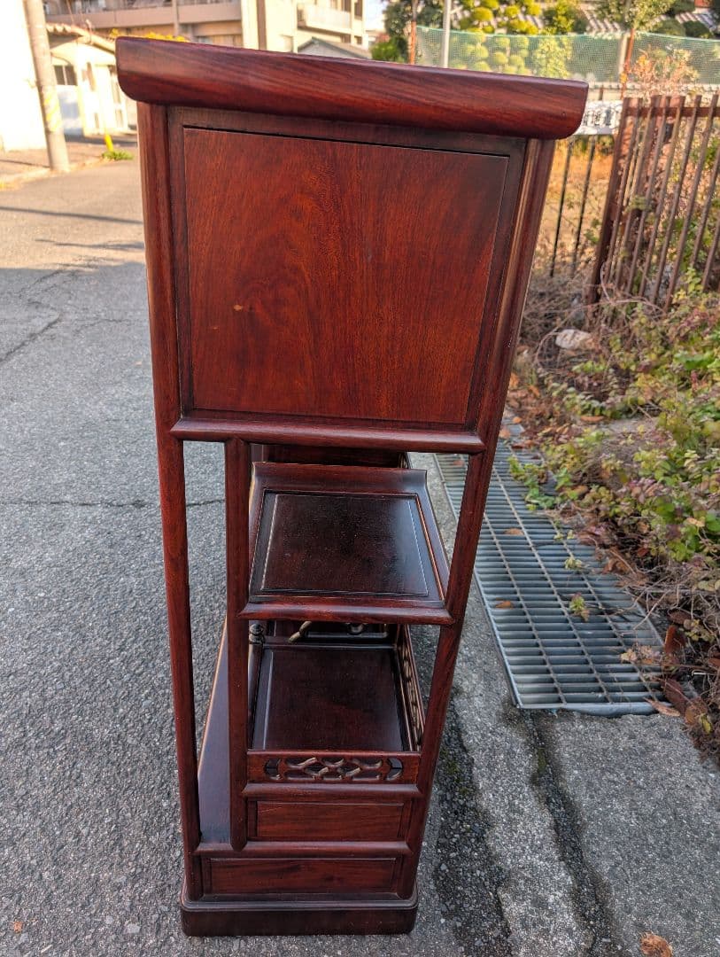 花梨製 茶箪笥 無垢材 飾り棚 和家具 唐木 引取可