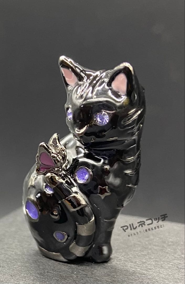 アナスイ　黒猫と蝶々　ブローチ　ベンガル　猫　ネコ　ねこ